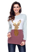 Sexy Red White Grey Colorblock Gold Reindeer Top